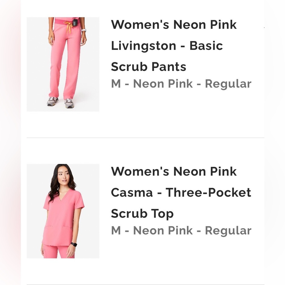 Set-FIGS Neon Pink Women's
Scrub Set - V-Neck Top & Cargo